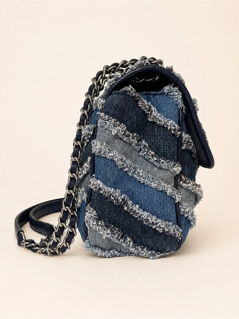 Michael Kors Sloan Large Denim Chevron Shoulder Bag